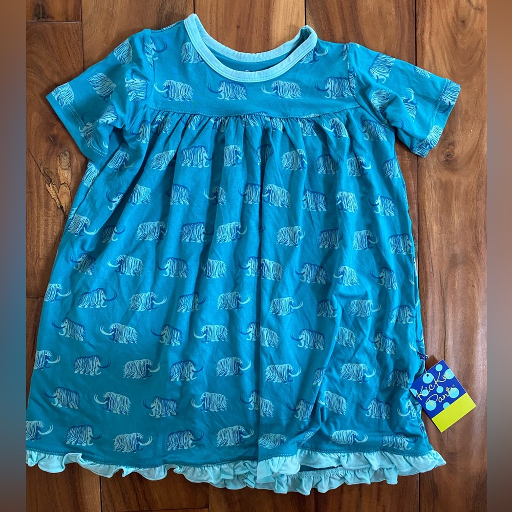 Kickee Pants Girl's Bamboo Wooly Mammoth Dress Size 4t- NEW